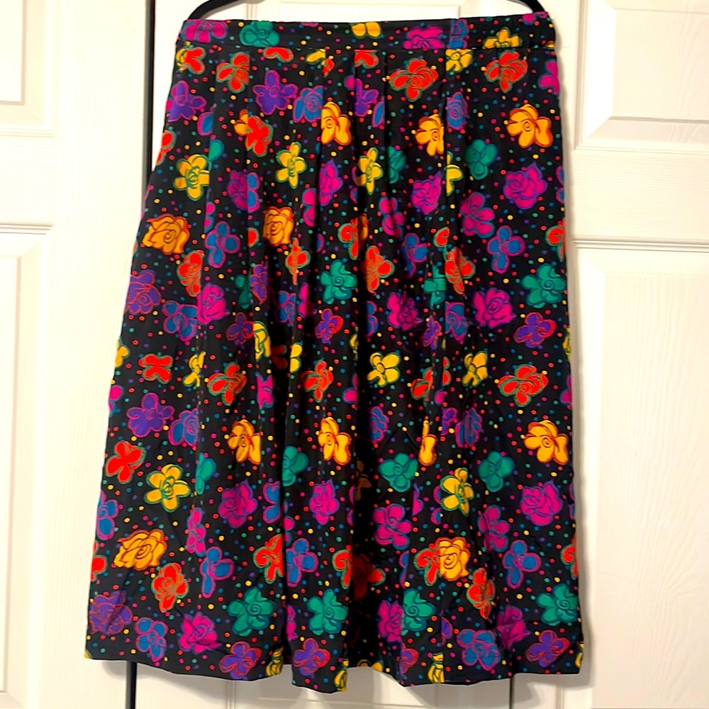 Vintage Bright Floral Midi Skirt